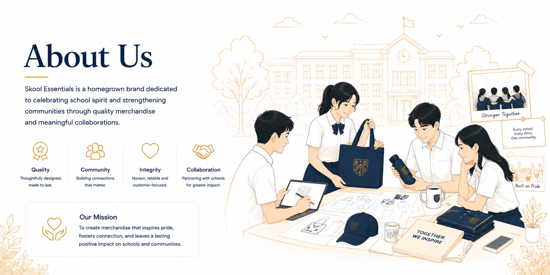 Skool Essentials About Us School Merchandise Banner
