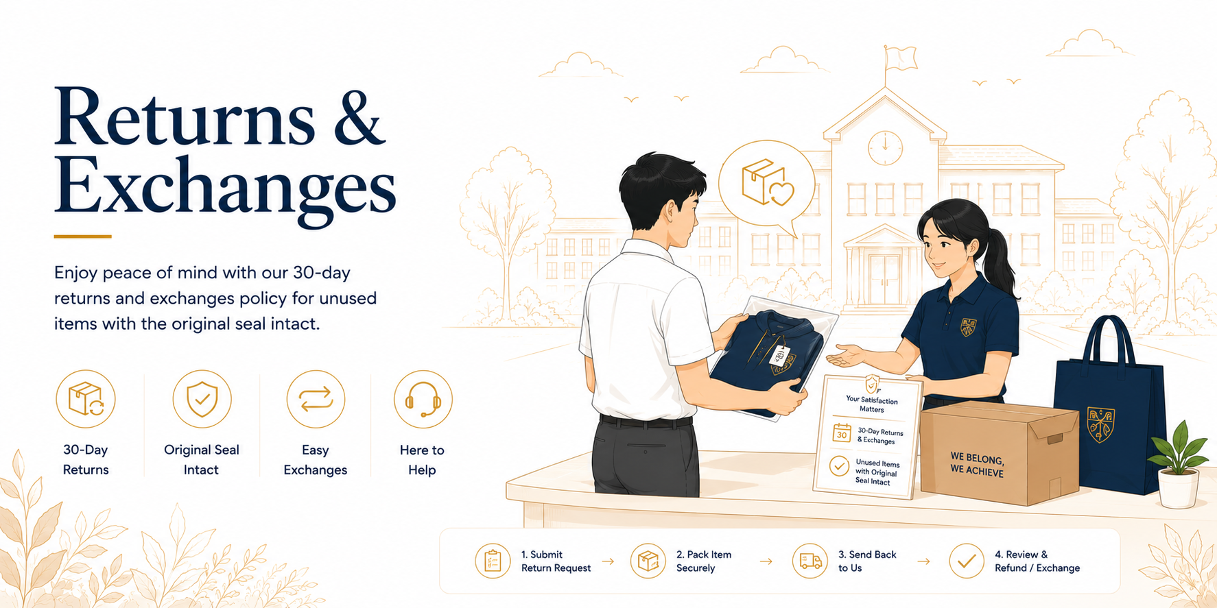 Skool Essentials Returns and Exchanges Policy Banner